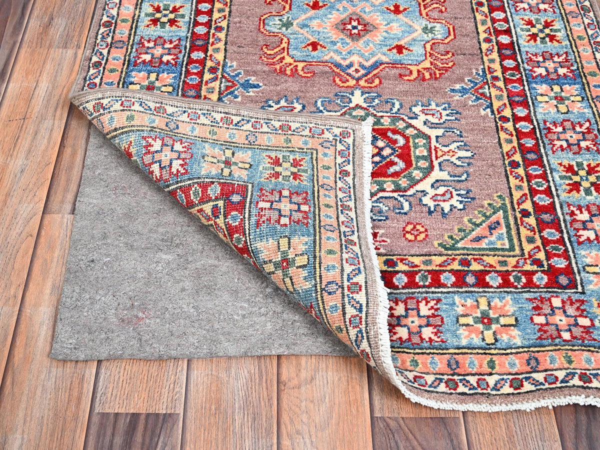 Kazak Kazak hand-knotted wool runner in Gray & Blue, 2'7" x 9'3" — SKU O086289 (view 3)