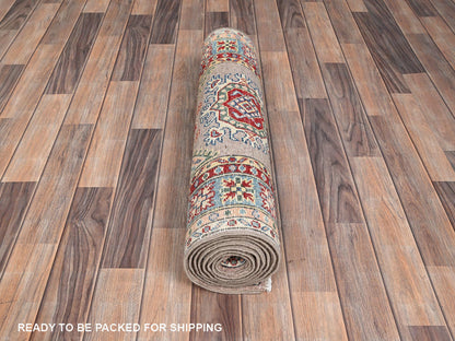 Kazak Kazak hand-knotted wool runner in Gray & Blue, 2'7" x 9'3" — SKU O086289 (view 5)