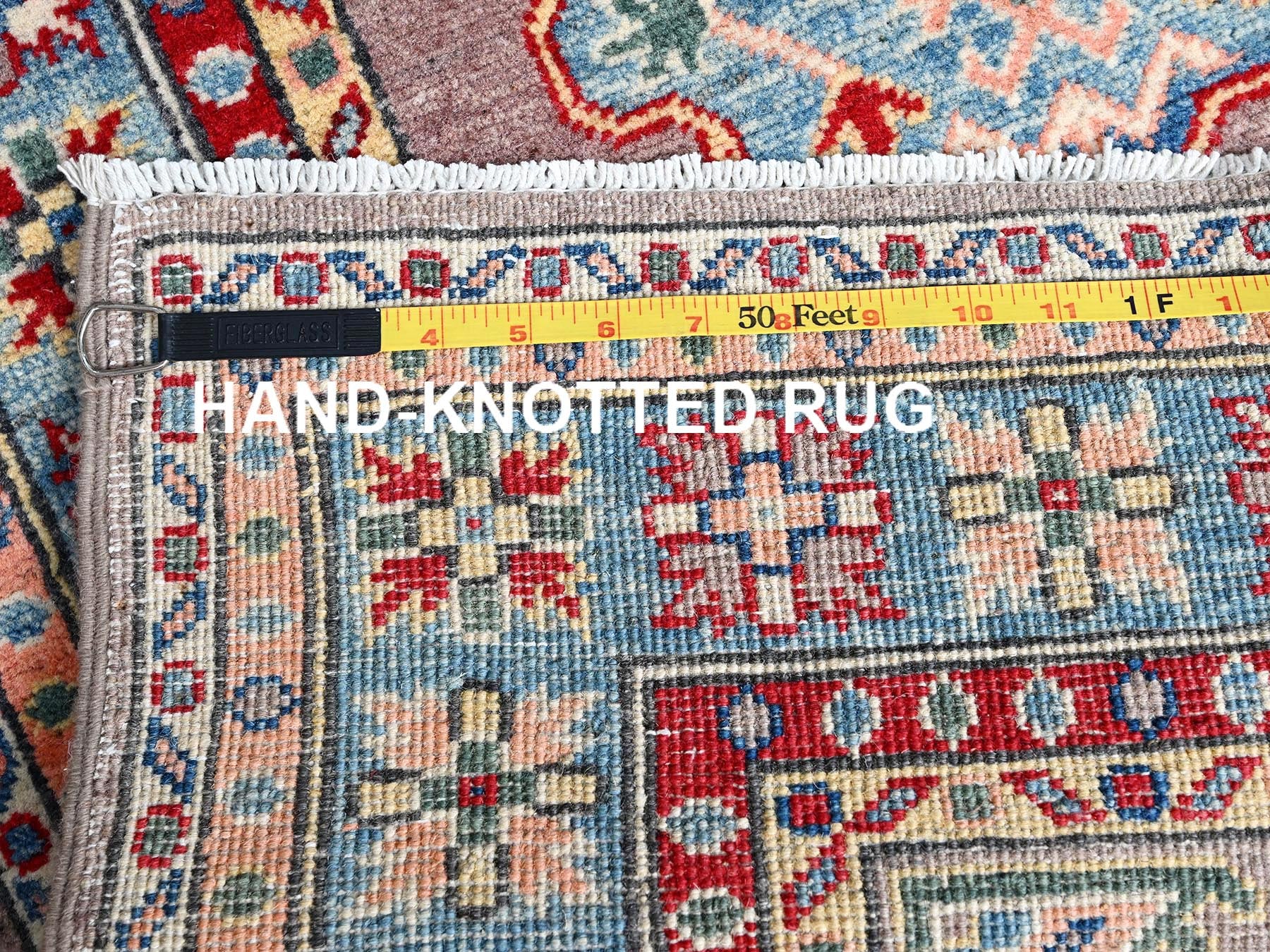 Kazak Kazak hand-knotted wool runner in Gray & Blue, 2'7" x 9'3" — SKU O086289 (view 7)