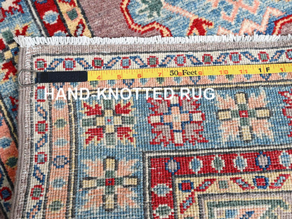 Kazak Kazak hand-knotted wool runner in Gray & Blue, 2'7" x 9'3" — SKU O086289 (view 7)