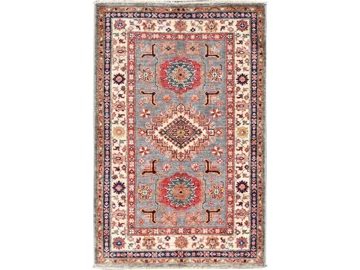 Kazak Kazak hand-knotted wool rug in Ivory, 3'4" x 5'1" — SKU O086315