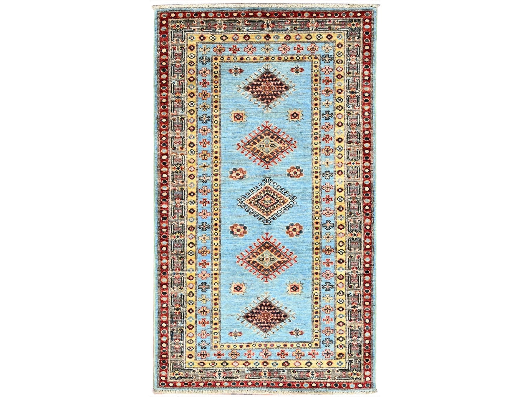Kazak Kazak hand-knotted wool rug in Blue, 3' x 5'2" — SKU O086319
