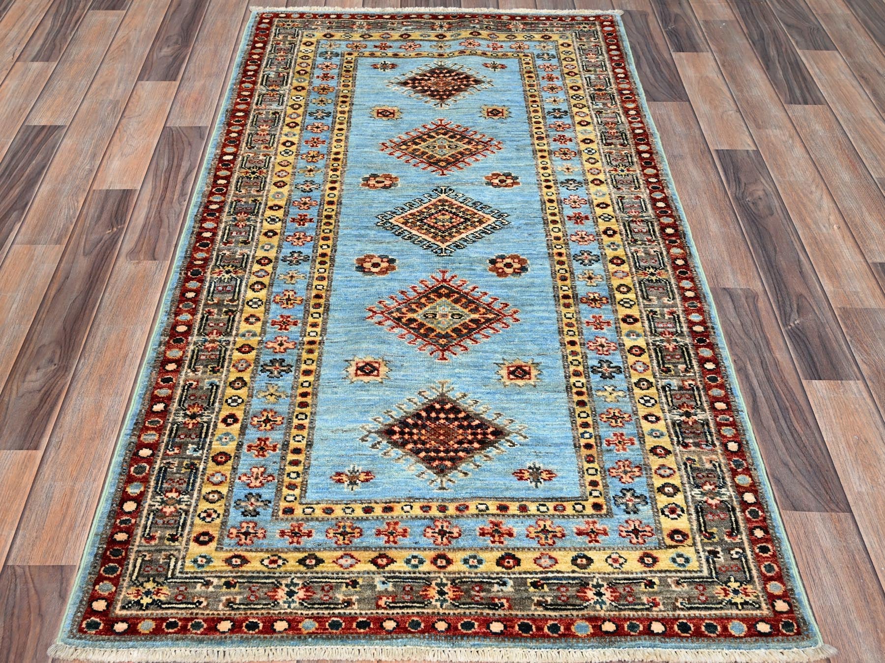 Kazak Kazak hand-knotted wool rug in Blue, 3' x 5'2" — SKU O086319 (view 2)