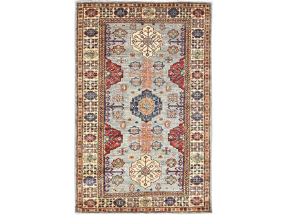 Kazak Kazak hand-knotted wool rug in Ivory, 3'11" x 5'11" — SKU O086320