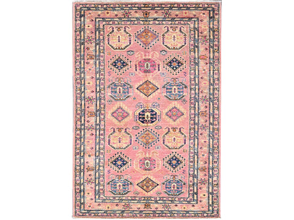 Kazak Kazak hand-knotted wool rug in Pink, 4' x 6' — SKU O086322
