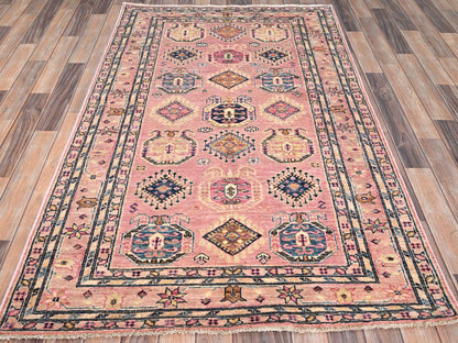 Kazak Kazak hand-knotted wool rug in Pink, 4' x 6' — SKU O086322 (view 2)
