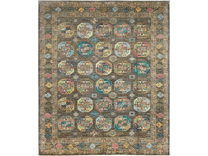 Kazak Kazak hand-knotted wool rug in Green, 8'5" x 9'11" — SKU O086341