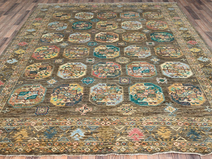 Kazak Kazak hand-knotted wool rug in Green, 8'5" x 9'11" — SKU O086341 (view 2)
