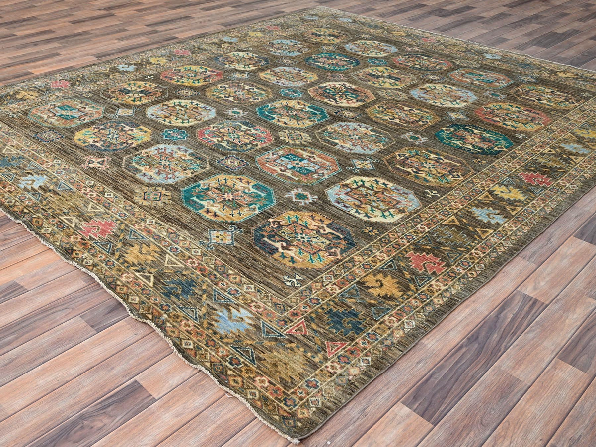 Kazak Kazak hand-knotted wool rug in Green, 8'5" x 9'11" — SKU O086341 (view 3)