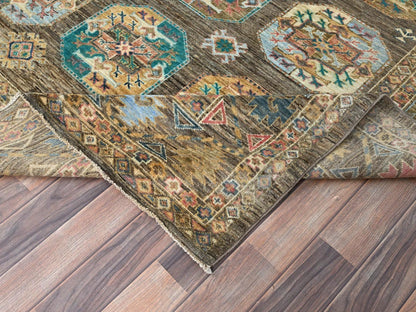 Kazak Kazak hand-knotted wool rug in Green, 8'5" x 9'11" — SKU O086341 (view 6)