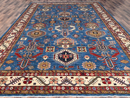 Blue 9'11" x 13'5" Kazak Hand knotted Wool Rug - Sku: O086343
