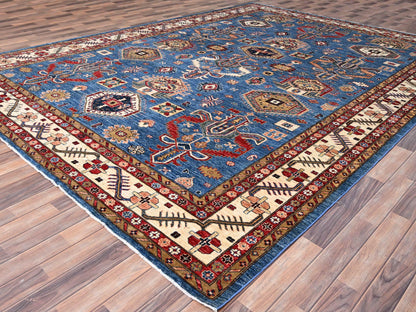 Blue 9'11" x 13'5" Kazak Hand knotted Wool Rug - Sku: O086343