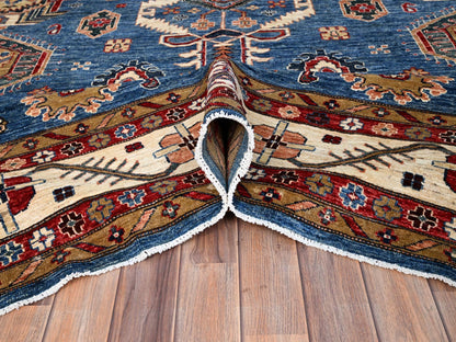 Blue 9'11" x 13'5" Kazak Hand knotted Wool Rug - Sku: O086343