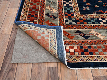 Blue 11'5" x 11'9" Tribal & Geometric Hand knotted Wool Rug - Sku: O086409