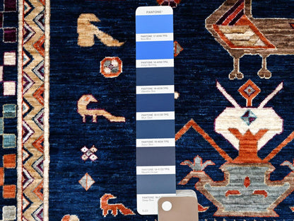 Blue 11'5" x 11'9" Tribal & Geometric Hand knotted Wool Rug - Sku: O086409
