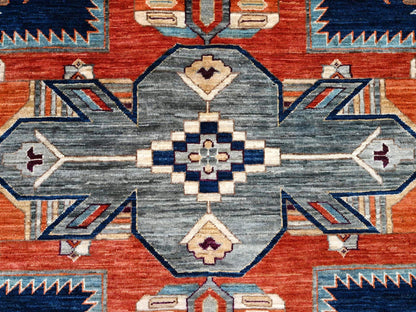 Blue 11'5" x 11'9" Tribal & Geometric Hand knotted Wool Rug - Sku: O086409