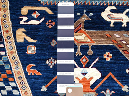 Blue 11'7" x 11'7" Tribal & Geometric Hand knotted Wool Rug - Sku: O086410