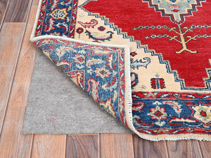 Kazak Kazak hand-knotted wool rug in Ivory & Blue, 3'10" x 5'8" — SKU O086435 (view 3)