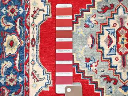 Kazak Kazak hand-knotted wool rug in Ivory & Blue, 3'10" x 5'8" — SKU O086435 (view 4)