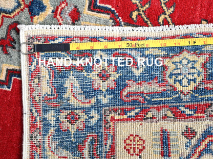 Kazak Kazak hand-knotted wool rug in Ivory & Blue, 3'10" x 5'8" — SKU O086435 (view 7)