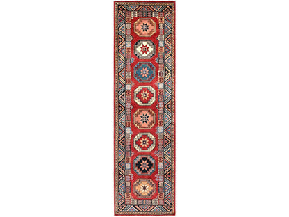 Red 2'8" x 9'9" Tribal Hand knotted Wool Rug - Sku: O086449