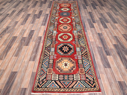 Red 2'8" x 9'9" Tribal Hand knotted Wool Rug - Sku: O086449