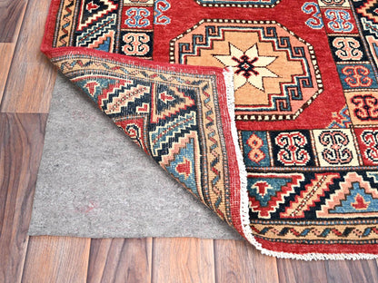 Red 2'8" x 9'9" Tribal Hand knotted Wool Rug - Sku: O086449