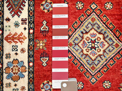 Kazak Kazak hand-knotted wool runner in Red & Ivory, 2'8" x 9'6" — SKU O086450 (view 4)