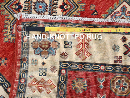Kazak Kazak hand-knotted wool runner in Red & Ivory, 2'8" x 9'6" — SKU O086450 (view 7)