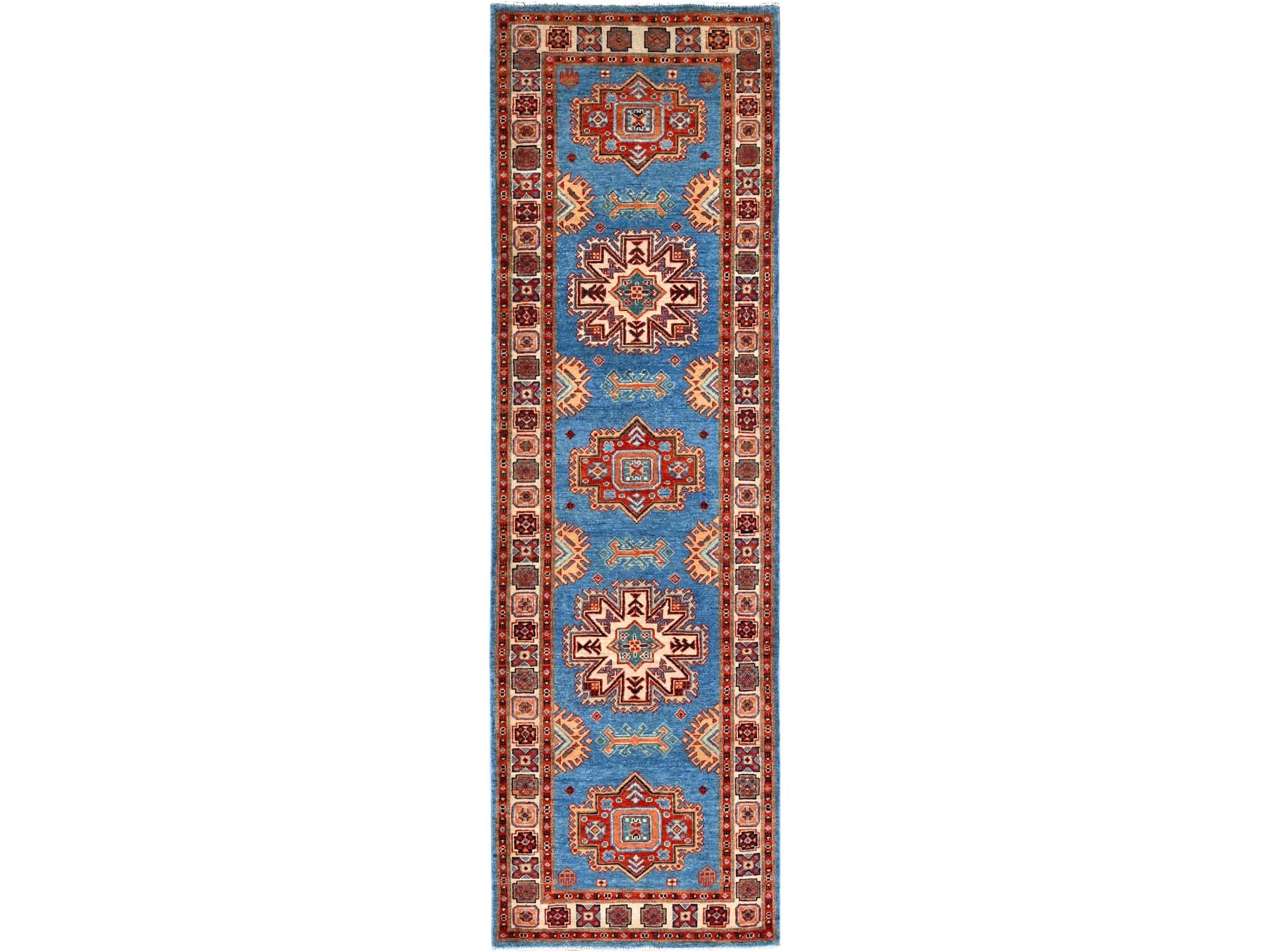 Blue 2'10" x 9'7" Tribal Hand knotted Wool Rug - Sku: O086452
