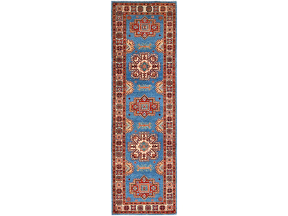 Blue 2'10" x 9'7" Kazak Hand knotted Wool Rug - Sku: O086452