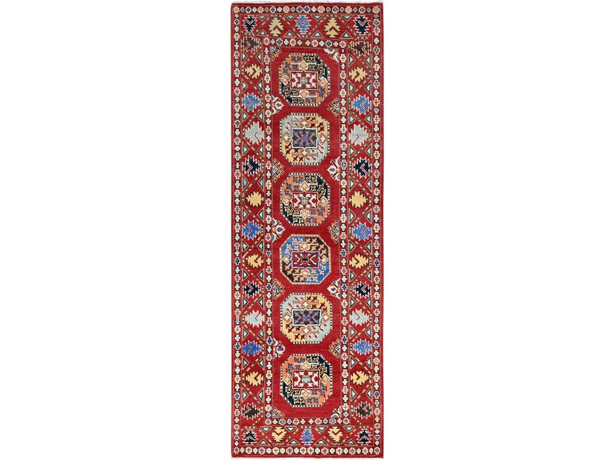 Kazak Kazak hand-knotted wool runner in Red, 2'7" x 8' — SKU O086457