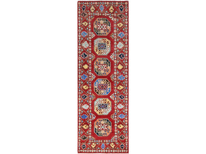 Kazak Kazak hand-knotted wool runner in Red, 2'7" x 8' — SKU O086457