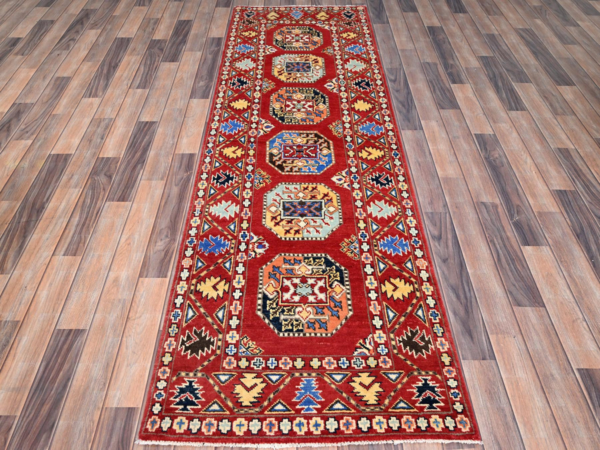 Kazak Kazak hand-knotted wool runner in Red, 2'7" x 8' — SKU O086457 (view 2)