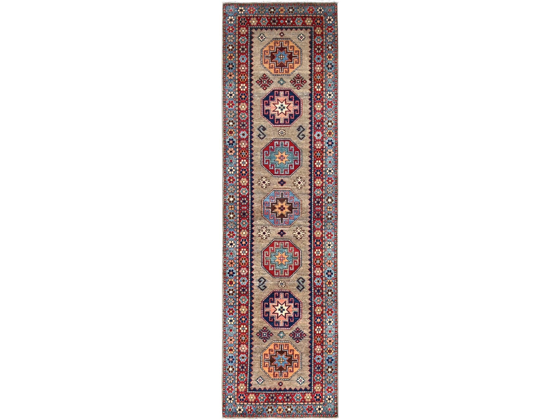 Beige 2'7" x 9'8" Tribal Hand knotted Wool Rug - Sku: O086460