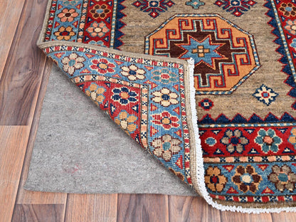 Beige 2'7" x 9'8" Kazak Hand knotted Wool Rug - Sku: O086460