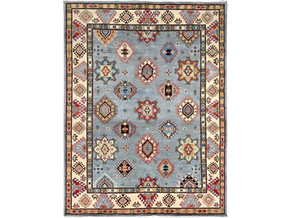 Grey 5'7" x 7'5" Tribal Hand knotted Wool Rug - Sku: O086470