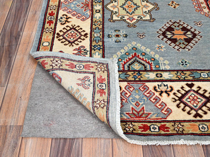 Grey 5'7" x 7'5" Tribal Hand knotted Wool Rug - Sku: O086470