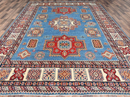 Blue 8'11" x 11'8" Kazak Hand knotted Wool Rug - Sku: O086473