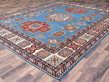Blue 8'11" x 11'8" Kazak Hand knotted Wool Rug - Sku: O086473