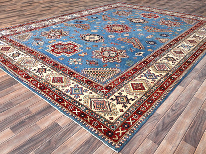 Blue 10'0" x 13'8" Kazak Hand knotted Wool Rug - Sku: O086475