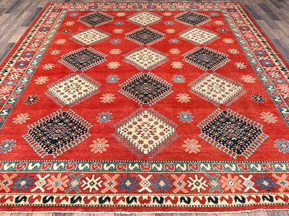 Kazak Kazak hand-knotted wool rug in Red, 8'1" x 9'9" — SKU O086478 (view 2)