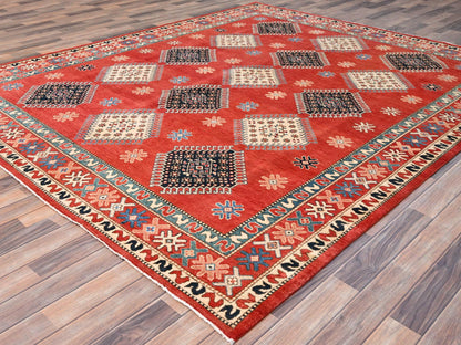 Kazak Kazak hand-knotted wool rug in Red, 8'1" x 9'9" — SKU O086478 (view 3)