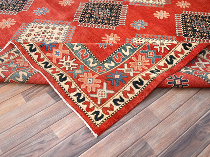 Kazak Kazak hand-knotted wool rug in Red, 8'1" x 9'9" — SKU O086478 (view 6)