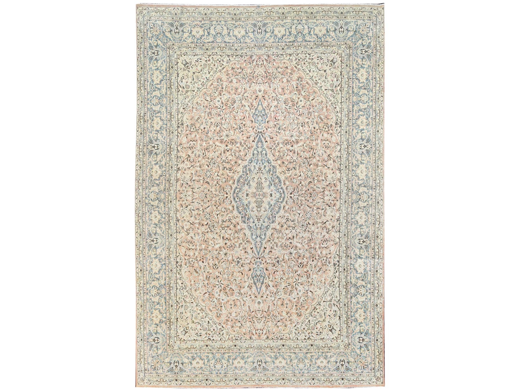Kashan Vintage hand-knotted wool rug in Orange & Gray, 11'1" x 17'2" — SKU O086493