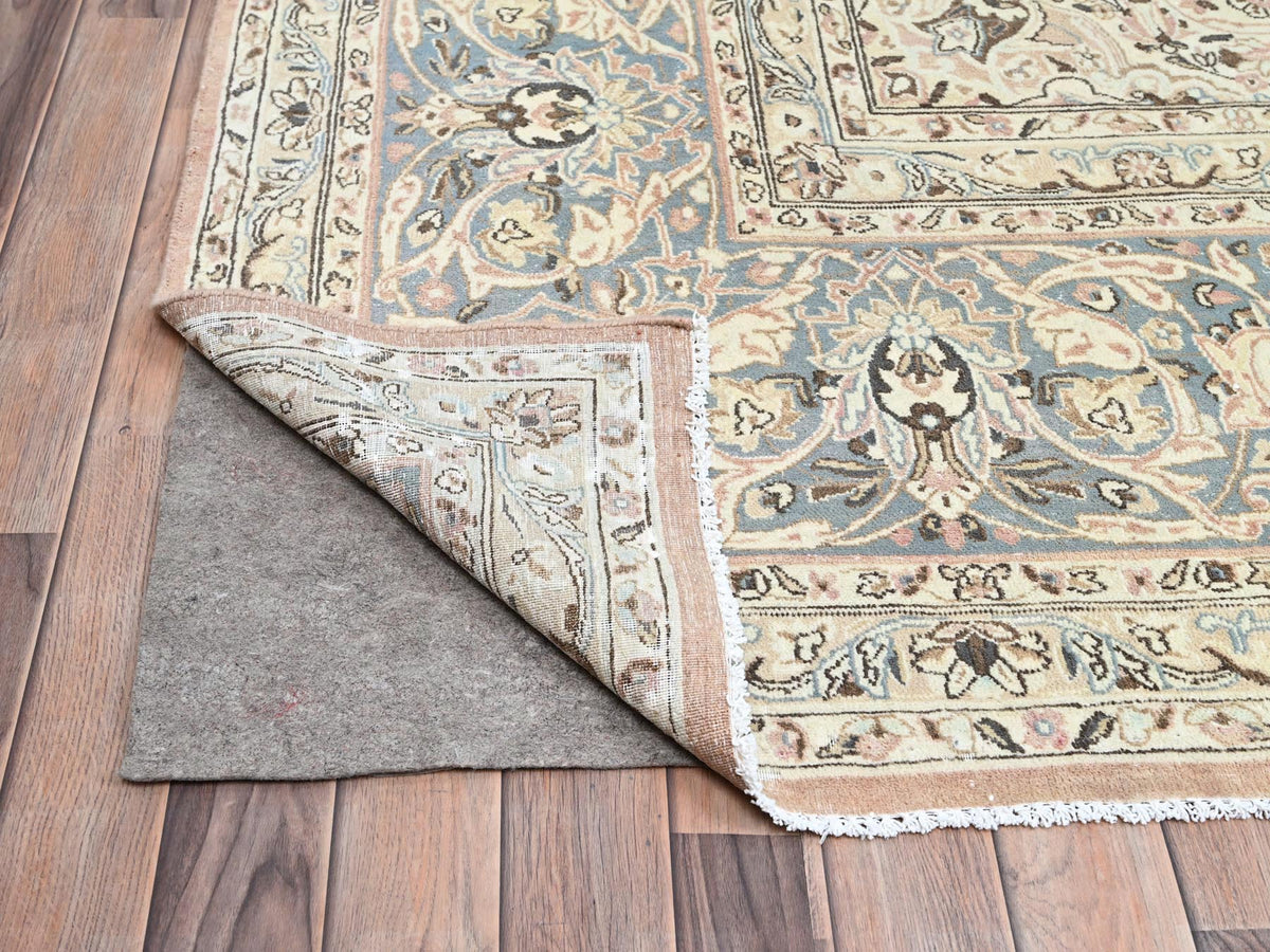 Kashan Vintage hand-knotted wool rug in Orange & Gray, 11'1" x 17'2" — SKU O086493 (view 4)