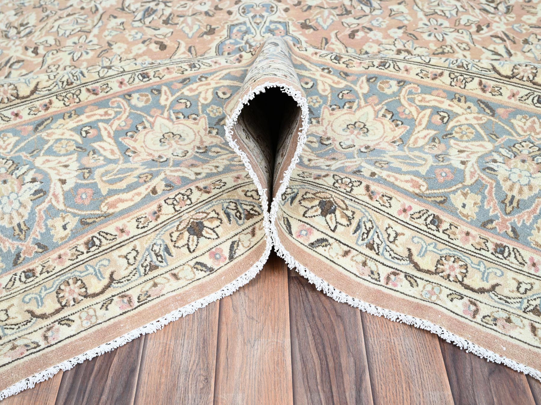 Kashan Vintage hand-knotted wool rug in Orange & Gray, 11'1" x 17'2" — SKU O086493 (view 5)