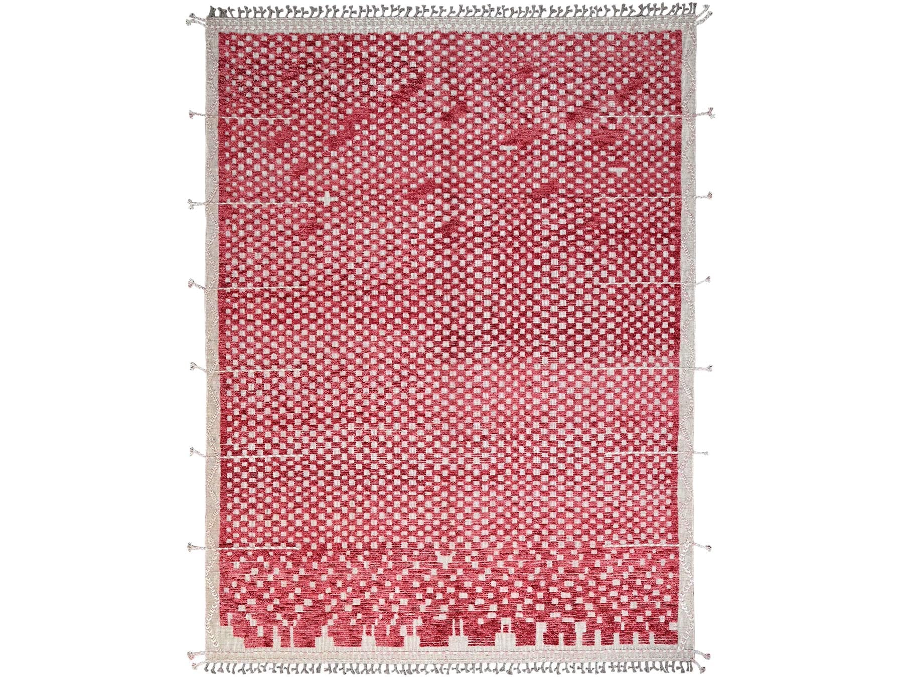 Tribal hand-knotted wool rug in Red, 9'1" x 12'5", SKU O086500