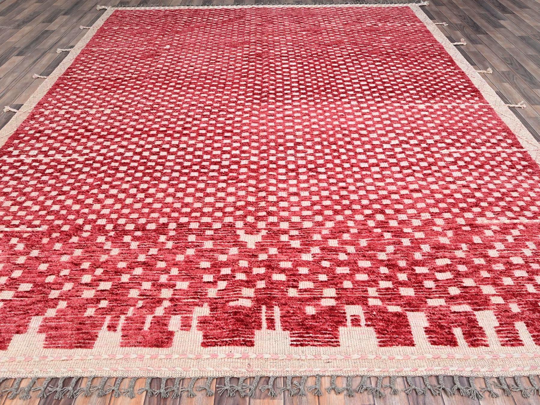 Tribal hand-knotted wool rug in Red, 9'1" x 12'5", SKU O086500