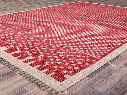 Red 9'1" x 12'5" Tribal Hand knotted Wool Rug - Sku: O086500